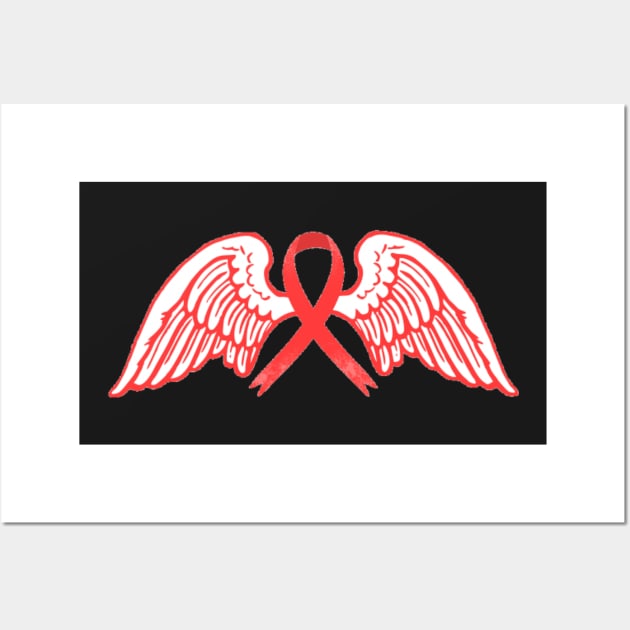 Red Awareness Ribbon with Angel Wings Wall Art by CaitlynConnor